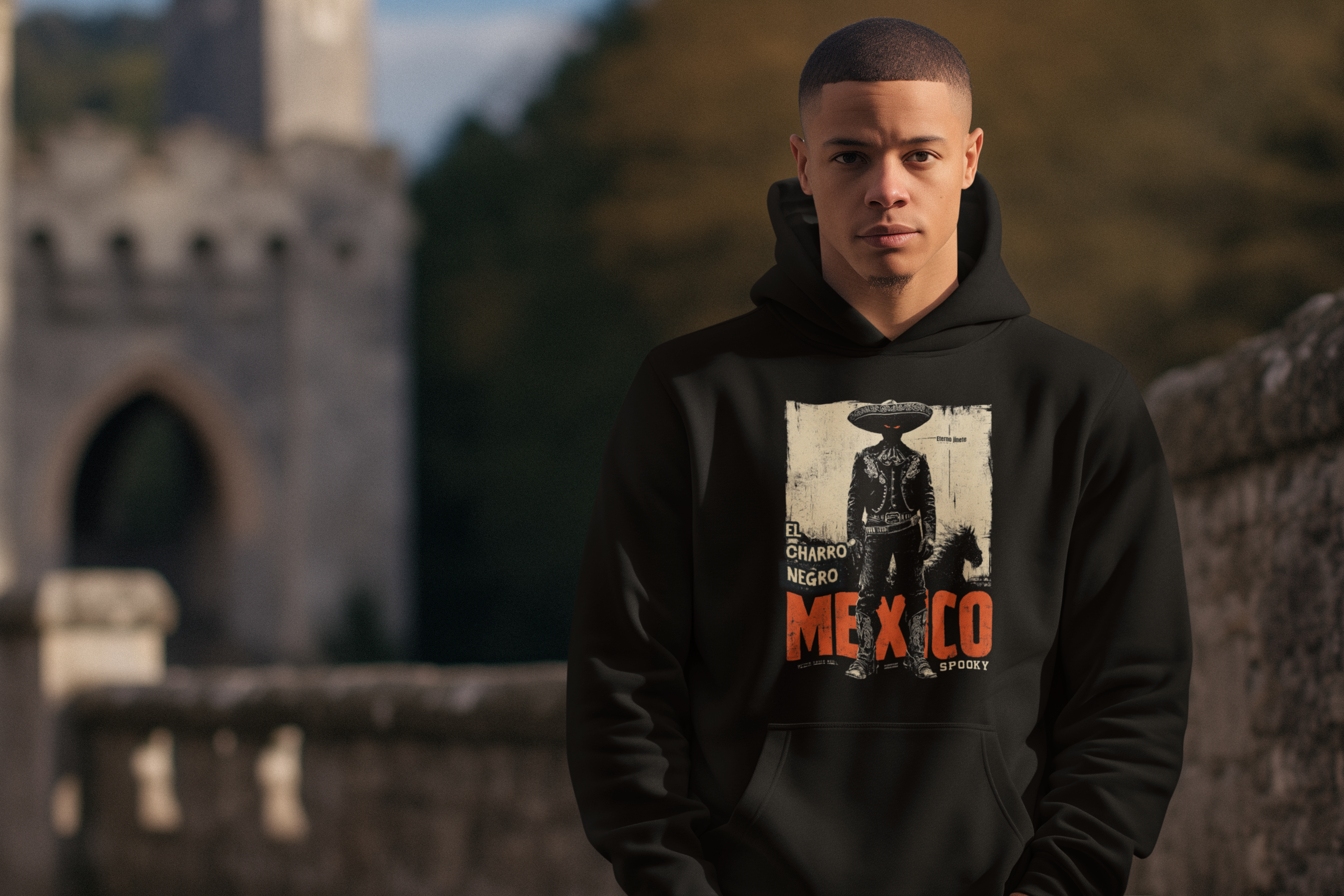 El Charro Negro Spooky Hoodie – Mexican Legend