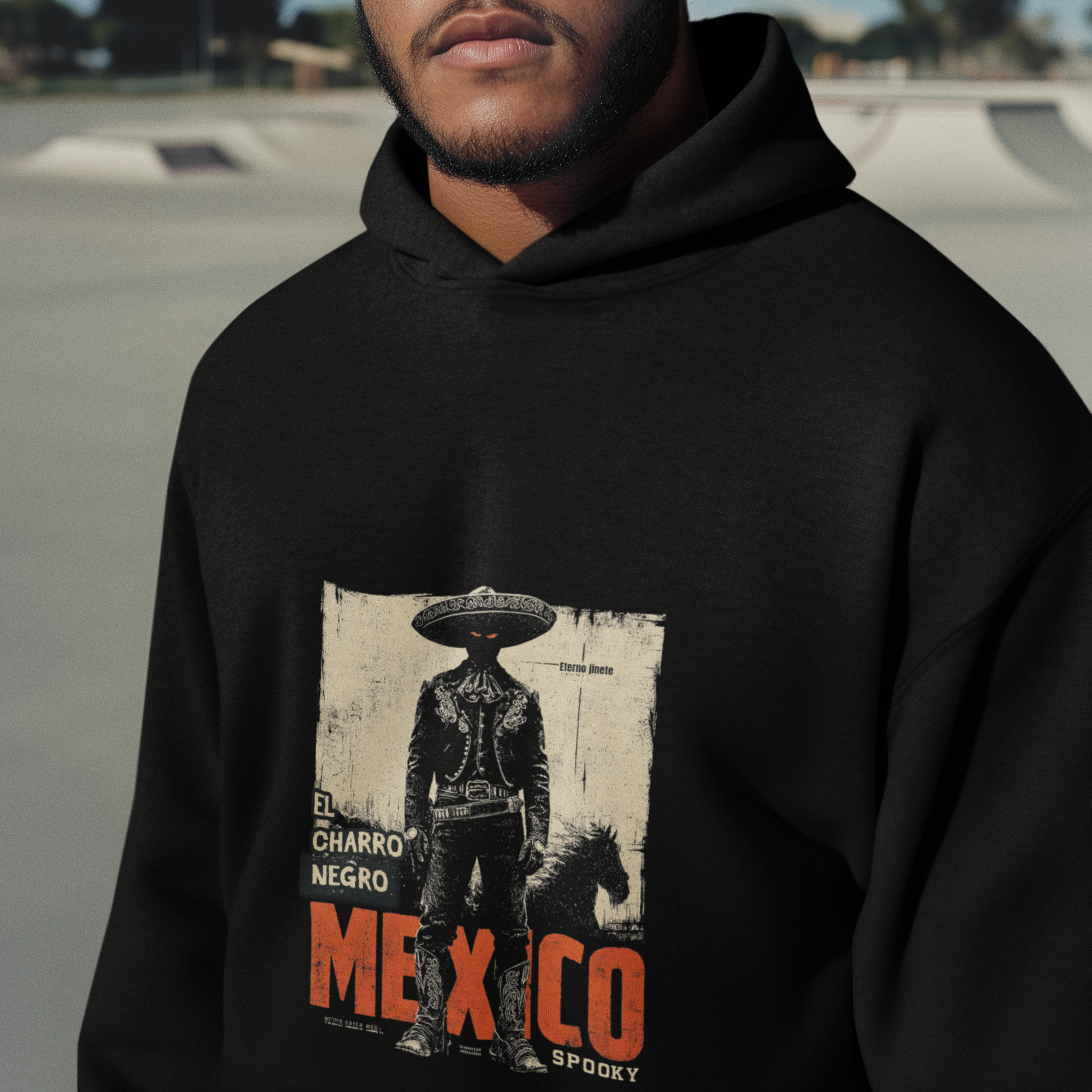 El Charro Negro Spooky Hoodie – Mexican Legend