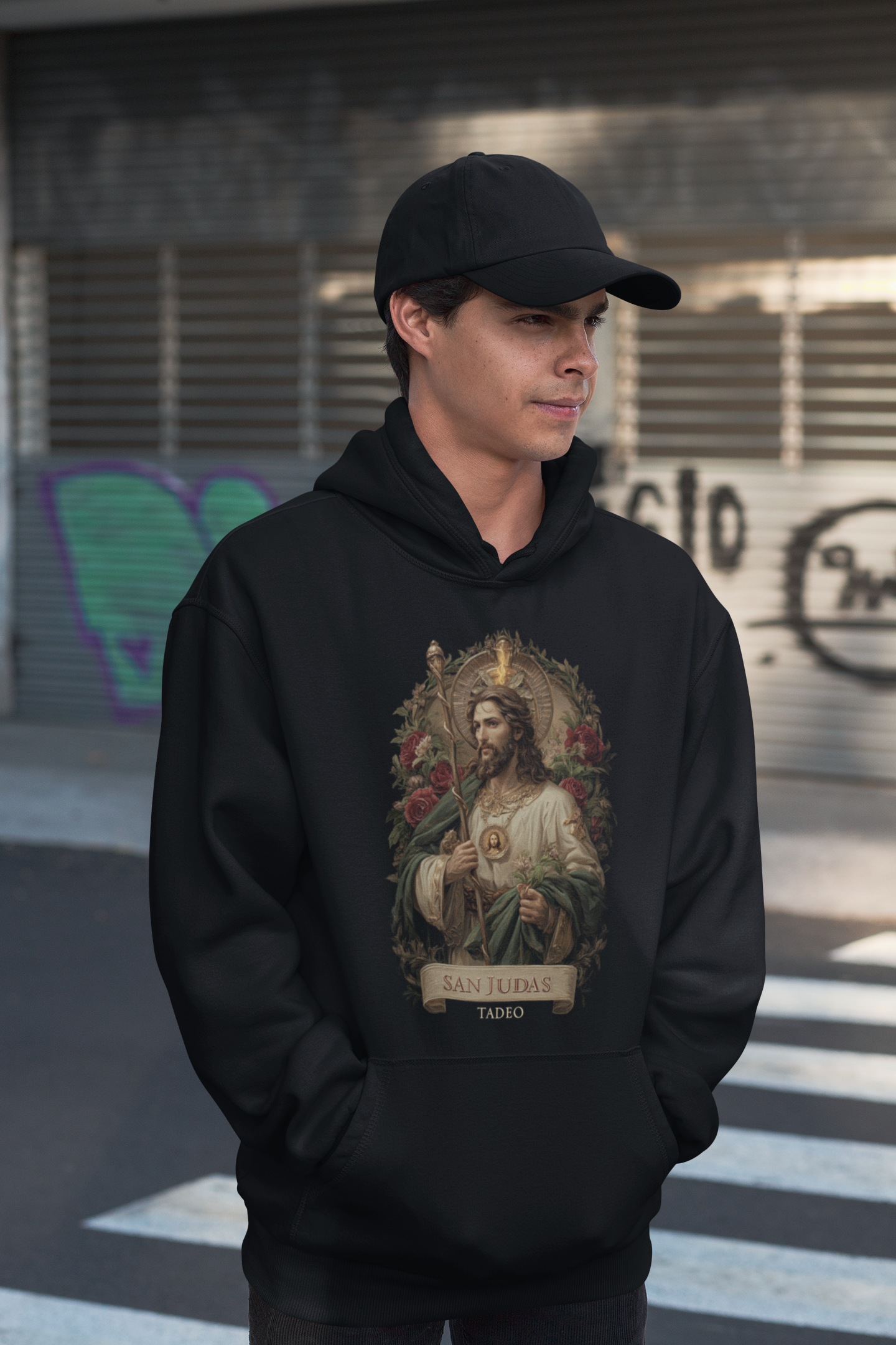 Hoodie San Judas Tadeo – LAT6 Edición Devoción Callejera