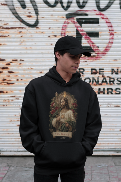 Hoodie San Judas Tadeo – LAT6 Edición Devoción Callejera